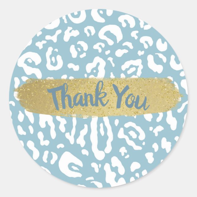 Pegatina Redonda Fiesta de impresión de animales de leopardo azul y (Anverso)