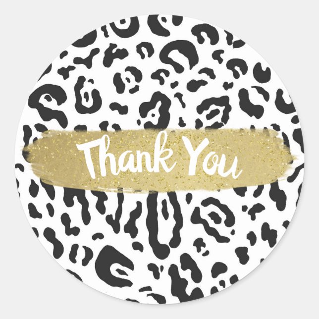 Pegatina Redonda Fiesta de impresión de animales de leopardo negro  (Anverso)