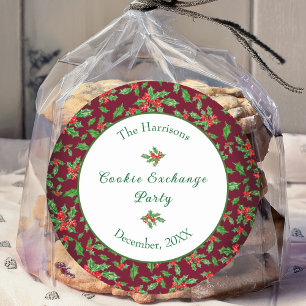 Pegatina Redonda Fiesta de Intercambio de Galletas de Navidad Perso