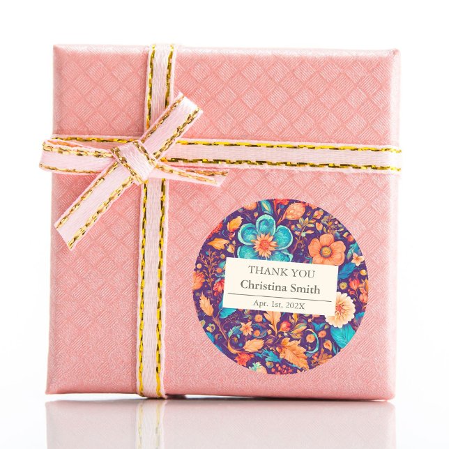 Pegatina Redonda Fiesta de Jubilación Festividad Botánica Gracias (Botanical Festive Retirement Party Thank You Classic Round Sticker)