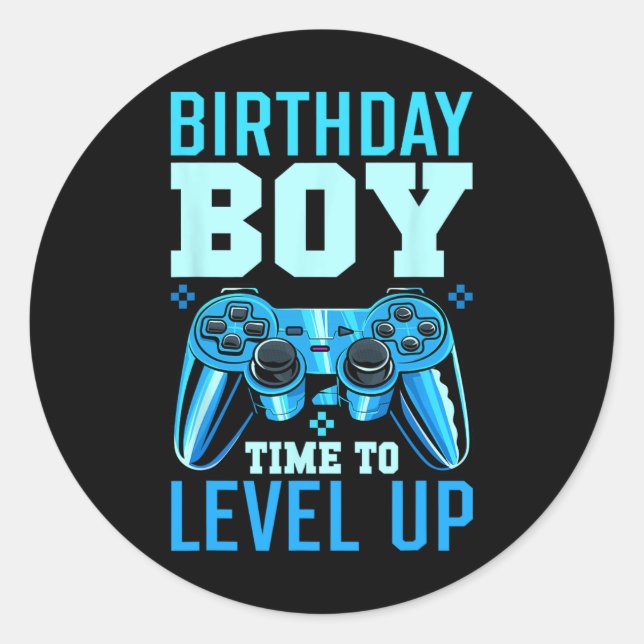 Pegatina Redonda Fiesta de jugador de cumpleaños coincidente con el (Anverso)