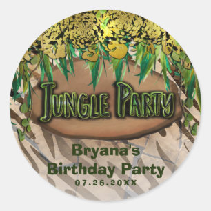 Pegatina Redonda FIESTA DE JUNGLE Favor personalizado de estampado