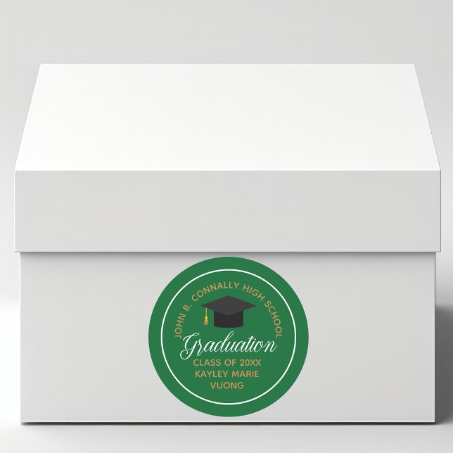 Pegatina Redonda fiesta de la Escuela de Personalizado de Oro Verde (Subido por el creador)