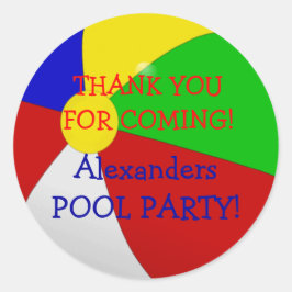 Pegatina Redonda Fiesta de la piscina Beach Ball