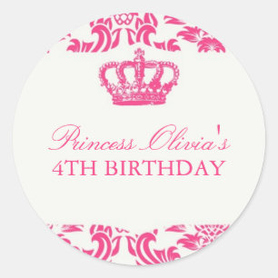 Pegatina Redonda Fiesta de la princesa cumpleaños