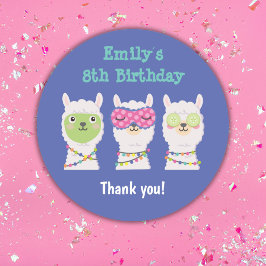 Pegatina Redonda Fiesta de llama de Spa, fiesta de pajama