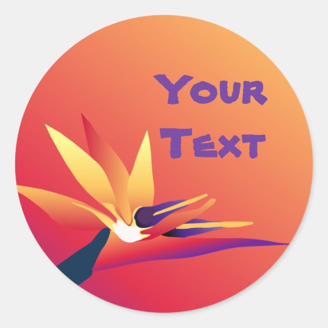 Pegatina Redonda Fiesta de Luau tropical Flor de pájaro de paraíso  (Anverso)