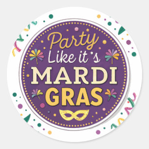 Pegatina Redonda Fiesta de Mardi Gras