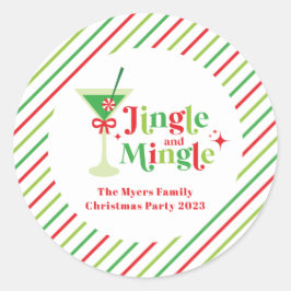 Pegatina Redonda Fiesta de Navidad Jingle and Mingle