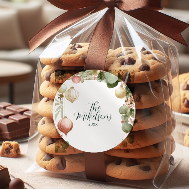 Pegatina Redonda Fiesta de Navidades botánicos de origen antiguo (Subido por el creador)