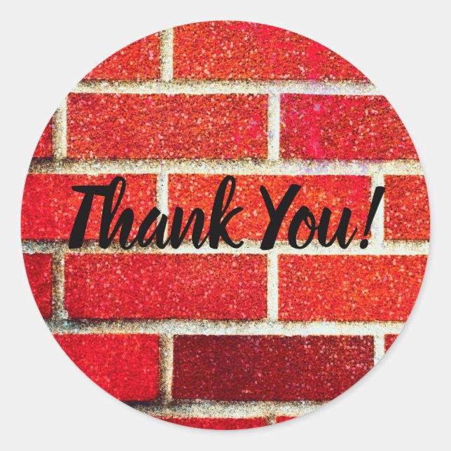 Pegatina Redonda Fiesta de Navidades de vacaciones de ladrillo rojo (Anverso)