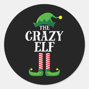Pegatina Redonda Fiesta de Navidades del grupo familiar Crazy Elf M