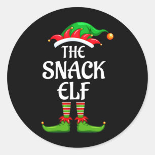 Pegatina Redonda Fiesta de Navidades del grupo familiar Snack Elf M