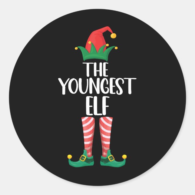 Pegatina Redonda Fiesta de Navidades familiares más jóvenes con par (Anverso)