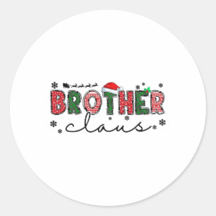 Pegatina Redonda Fiesta de Navidades familiares retro Cute Brother
