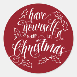 Pegatina Redonda Fiesta de Navidades Hand Lettered Merry Li |