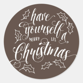Pegatina Redonda Fiesta de Navidades Hand Lettered Merry Li |