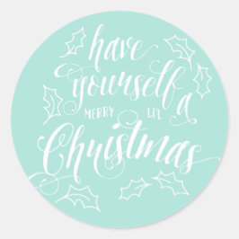 Pegatina Redonda Fiesta de Navidades Hand Lettered Merry Li |