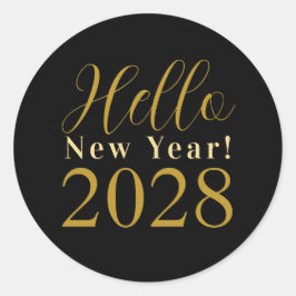 Pegatina Redonda Fiesta de Nochevieja Black Gold