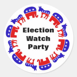 Pegatina Redonda Fiesta de observación electoral