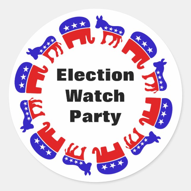 Pegatina Redonda Fiesta de observación electoral (Anverso)