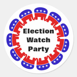 Pegatina Redonda Fiesta de Observador Electoral Republicano