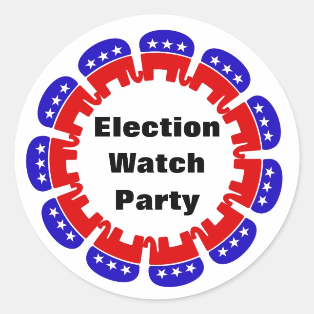 Pegatina Redonda Fiesta de Observador Electoral Republicano (Anverso)
