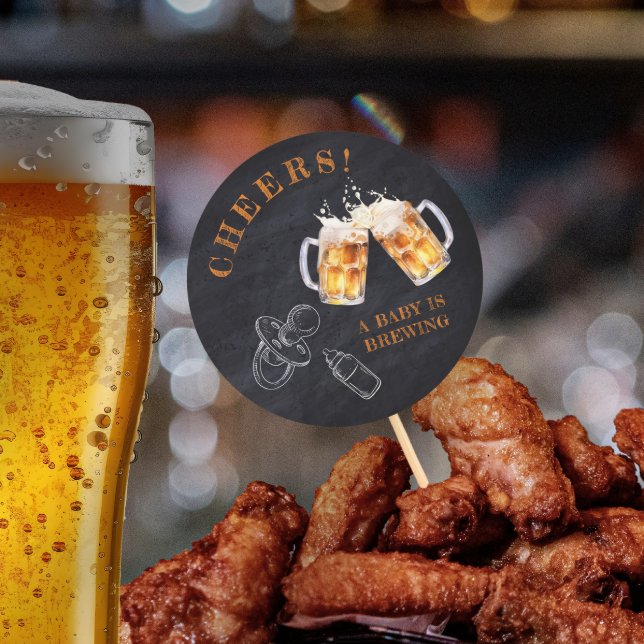 Pegatina Redonda Fiesta de pañales de cerveza Rustic Black Chalkboa (Rustic Black Chalkboard Beer Diaper Party Classic Round Sticker)