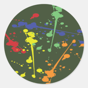 Pegatina Redonda Fiesta de Papel Verde del Ejército