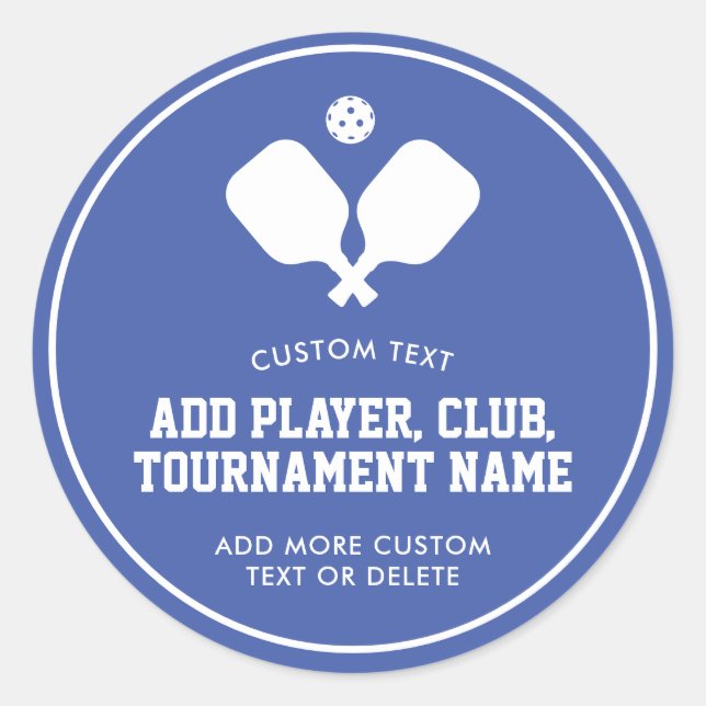 Pegatina Redonda Fiesta de pelota de pádel Personalizado blanco azu (Anverso)