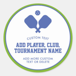 Pegatina Redonda Fiesta de pelota de pádel Personalizado verde azul