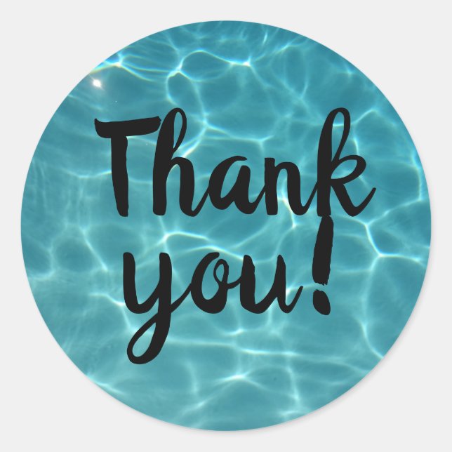 Pegatina Redonda ¡Fiesta De Piscina Gracias!  (Anverso)