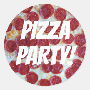 Pegatina Redonda Fiesta de pizza con foto de pepperponi