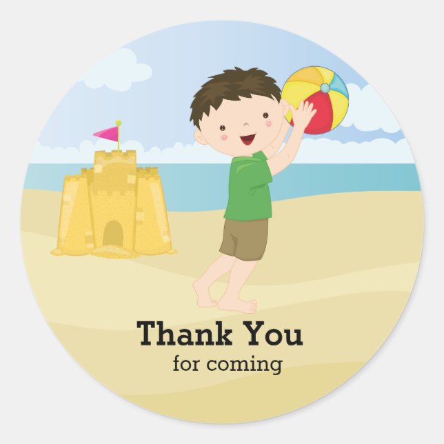 Pegatina Redonda Fiesta de playa (Anverso)