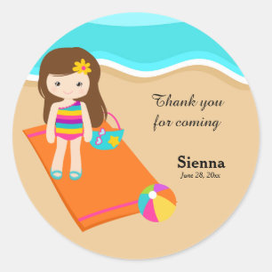 Pegatina Redonda Fiesta de playa