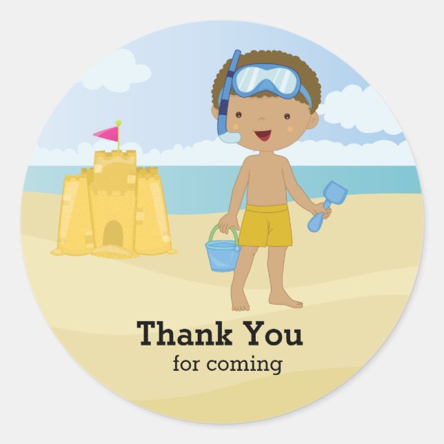 Pegatina Redonda Fiesta de playa (Anverso)