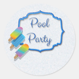 Pegatina Redonda Fiesta de Popsicle Pool