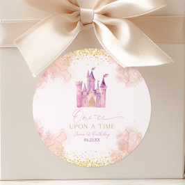 Pegatina Redonda Fiesta de primer cumpleaños de la princesa One-ce 