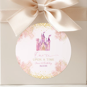 Pegatina Redonda Fiesta de primer cumpleaños de la princesa One-ce 