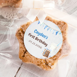 Pegatina Redonda Fiesta De Primer Cumpleaños De Millones Y Cookies 