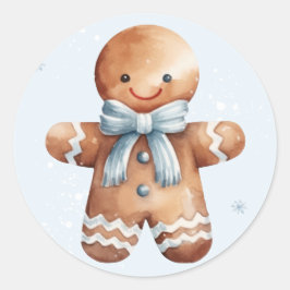 Pegatina Redonda Fiesta de primer cumpleaños de Watercolor Winter p