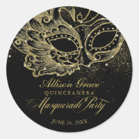 Fiesta de Quinceañera con Máscaras Dorado Negro