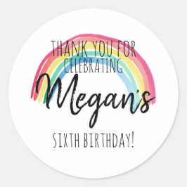 PEGATINA REDONDA FIESTA DE RAINBOW, CUMPLEAÑOS DE NACIMIENTO DE COL