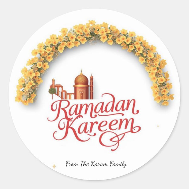 Pegatina Redonda fiesta de Ramadan Kareem (Anverso)