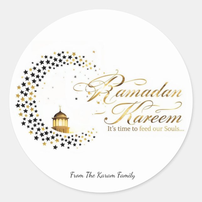 Pegatina Redonda fiesta de Ramadan Kareem (Anverso)