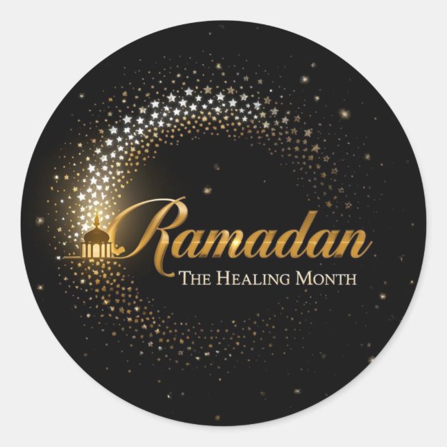 Pegatina Redonda Fiesta de Ramadan MubaraK  (Anverso)