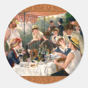 Pegatina Redonda Fiesta de Renoir French Luncheon Boating