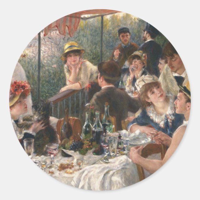Pegatina Redonda Fiesta de Renoir French Luncheon Boating (Anverso)