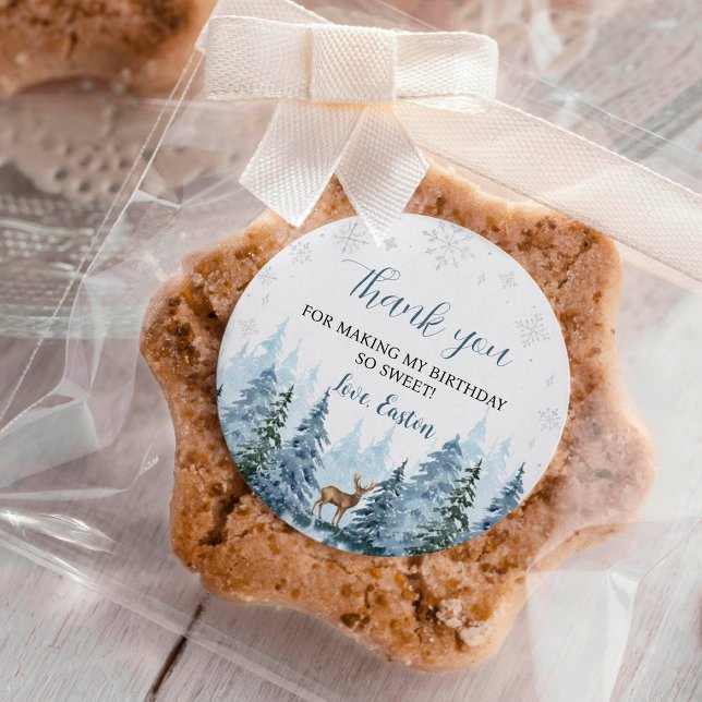 Pegatina Redonda Fiesta de renos de Onederland de Invierno Gracias  (Subido por el creador)