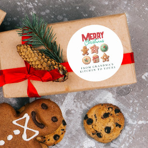 Pegatina Redonda Fiesta de Repostería Navideña Galletas de Navidad